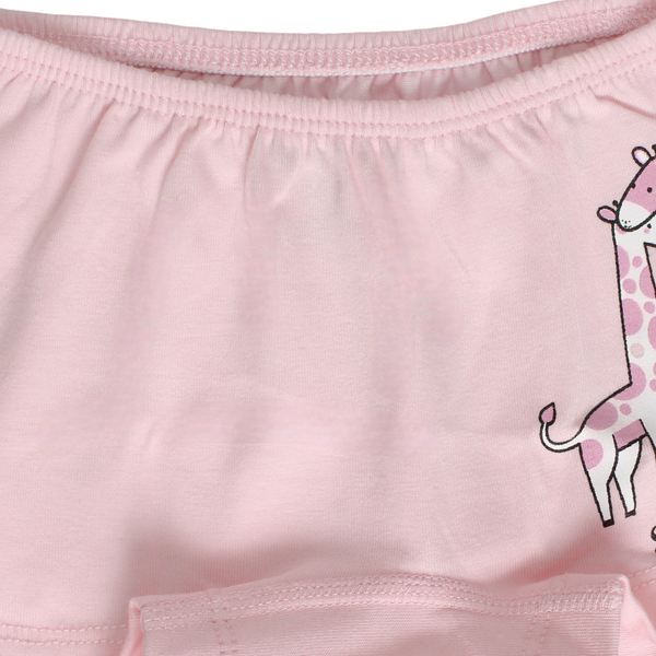Girls Cotton Pantie – Pink with Giraffes Print