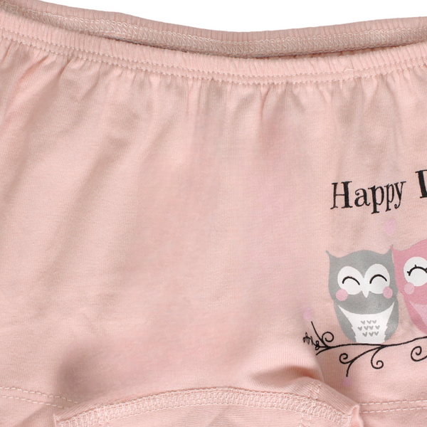 Girls Cotton Pantie – Salmon with Owl Print