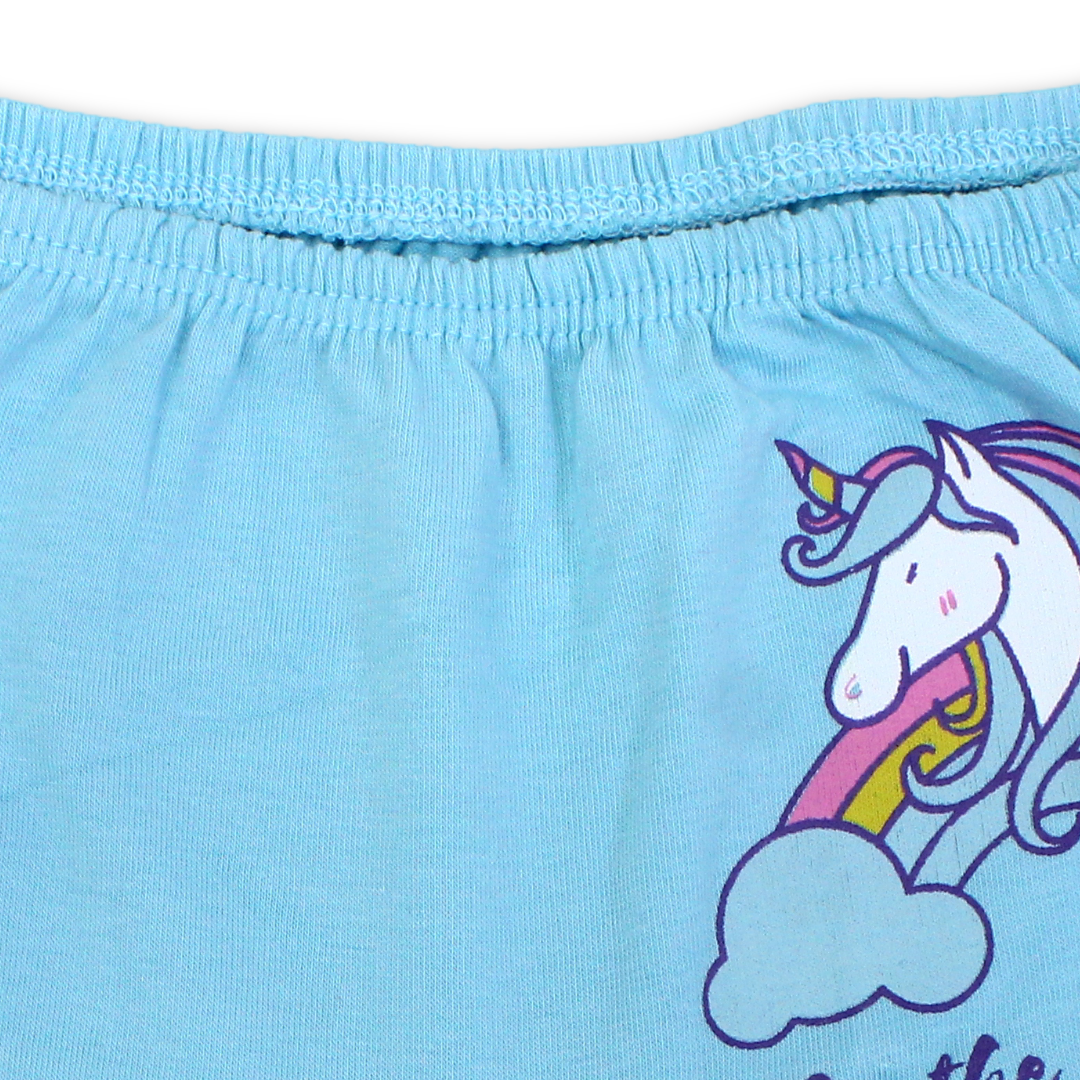Girls Cotton Pantie – Baby Blue with Unicorn Print