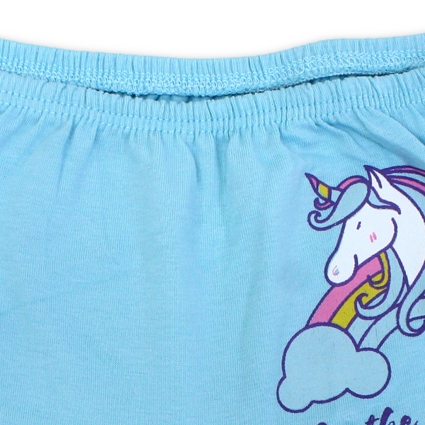 Girls Cotton Pantie – Baby Blue with Unicorn Print