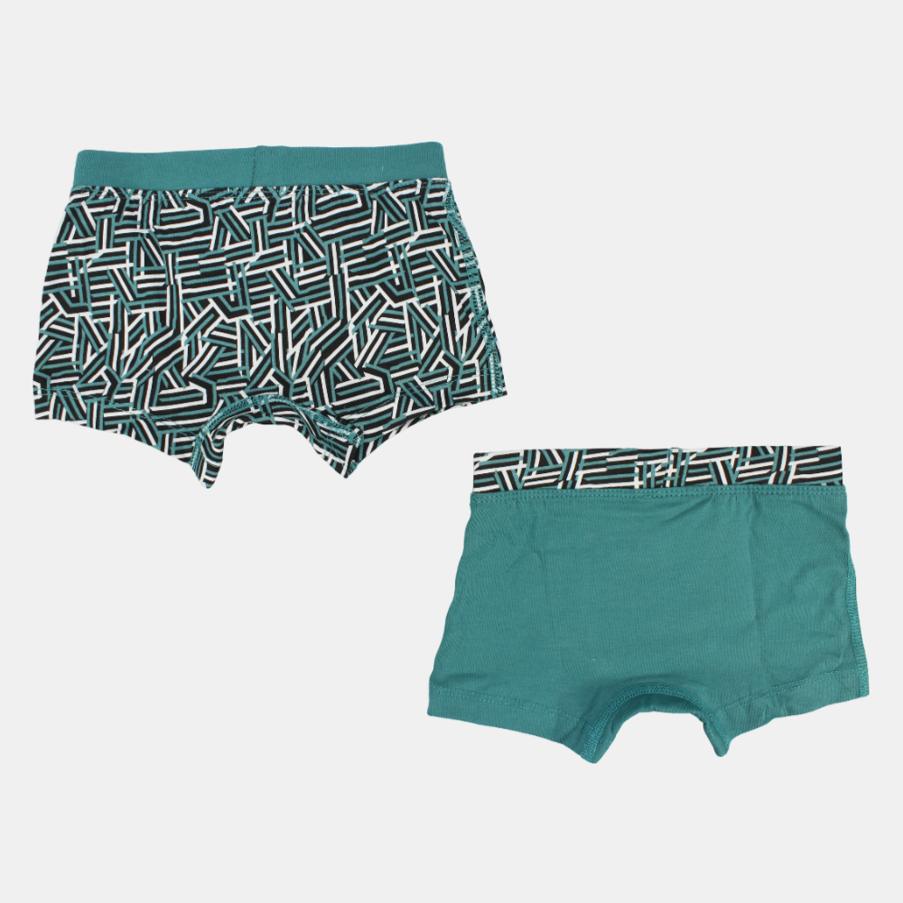 Boys Cotton Boxer Shorts – Green (Pack of 2)