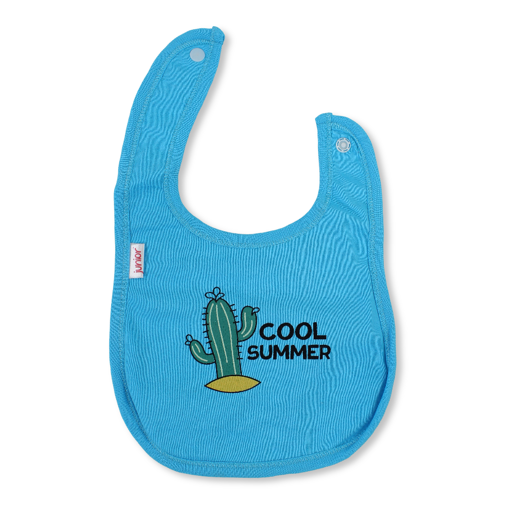 Cotton Baby Bib - Turquoise with "Cool Summer" Design