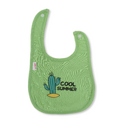 Cotton Baby Bib - Light Green with "Cool Summer" Design