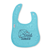 Cotton Baby Bib - Aqua with "Good Times" Design