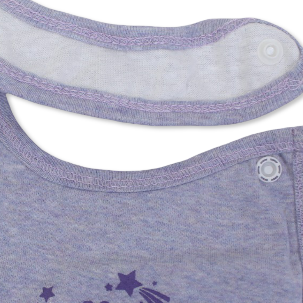 Cotton Baby Bib – Purple With Little Dreamer Print