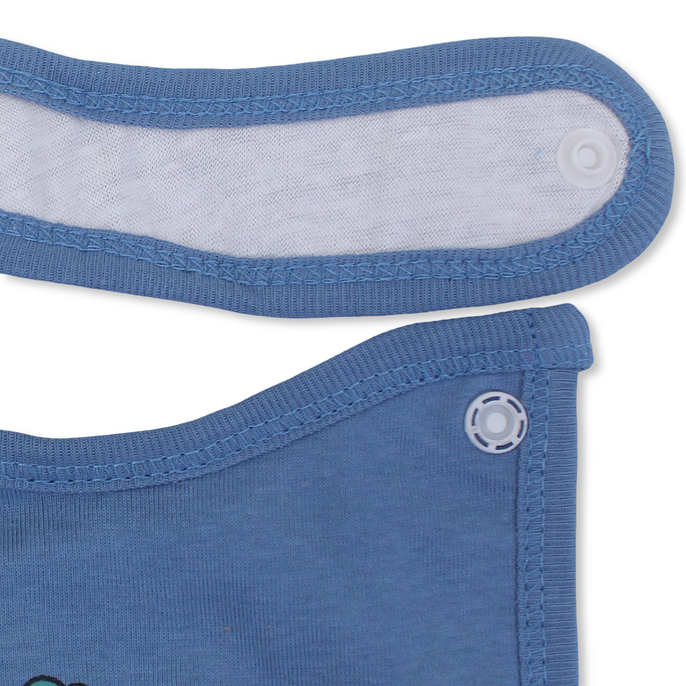 Cotton Baby Bib – Indigo With Cool Summer Print