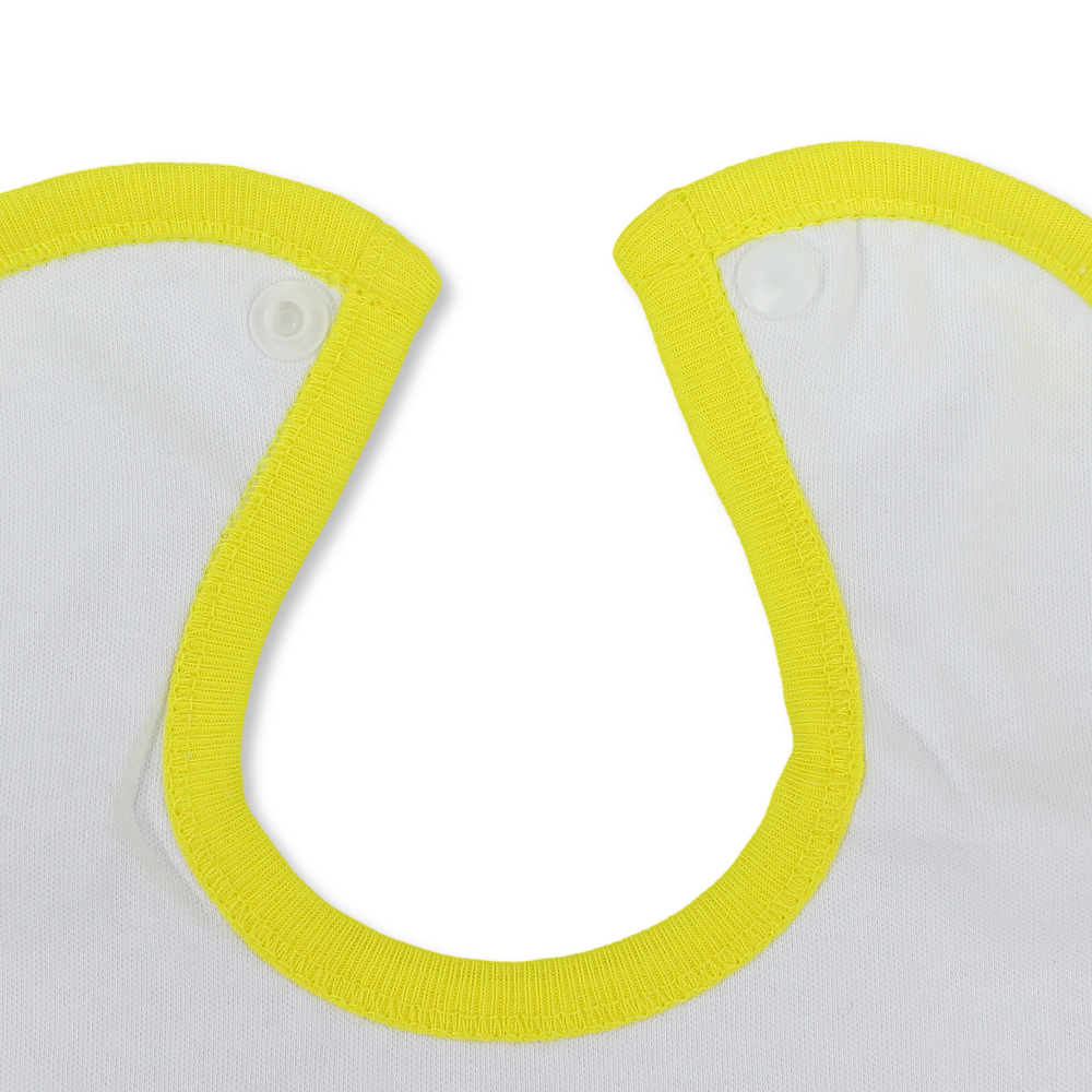 Cotton Baby Bib – Yellow & White with Wild One Print