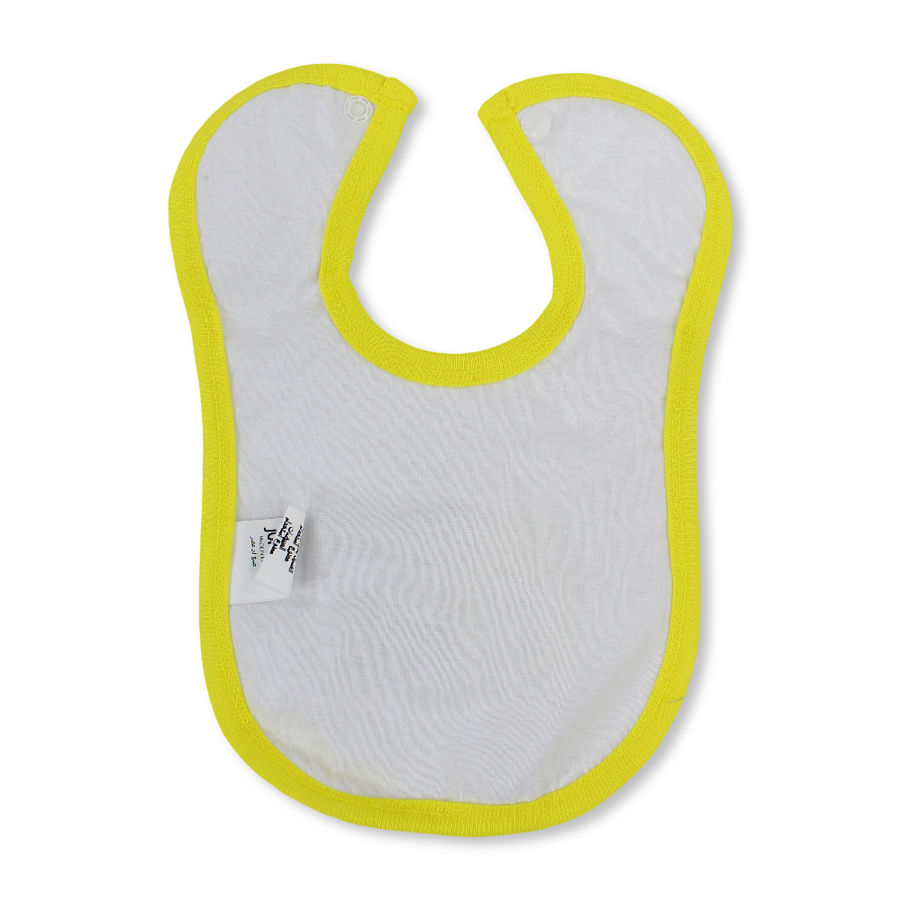 Cotton Baby Bib – Yellow & White with Wild One Print