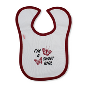 Cotton Baby Bib – Maroon & White with I’m A Sweet Girl Print