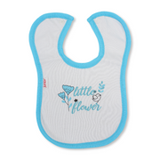 Cotton Baby Bib – Aqua & White with Little Flower Print