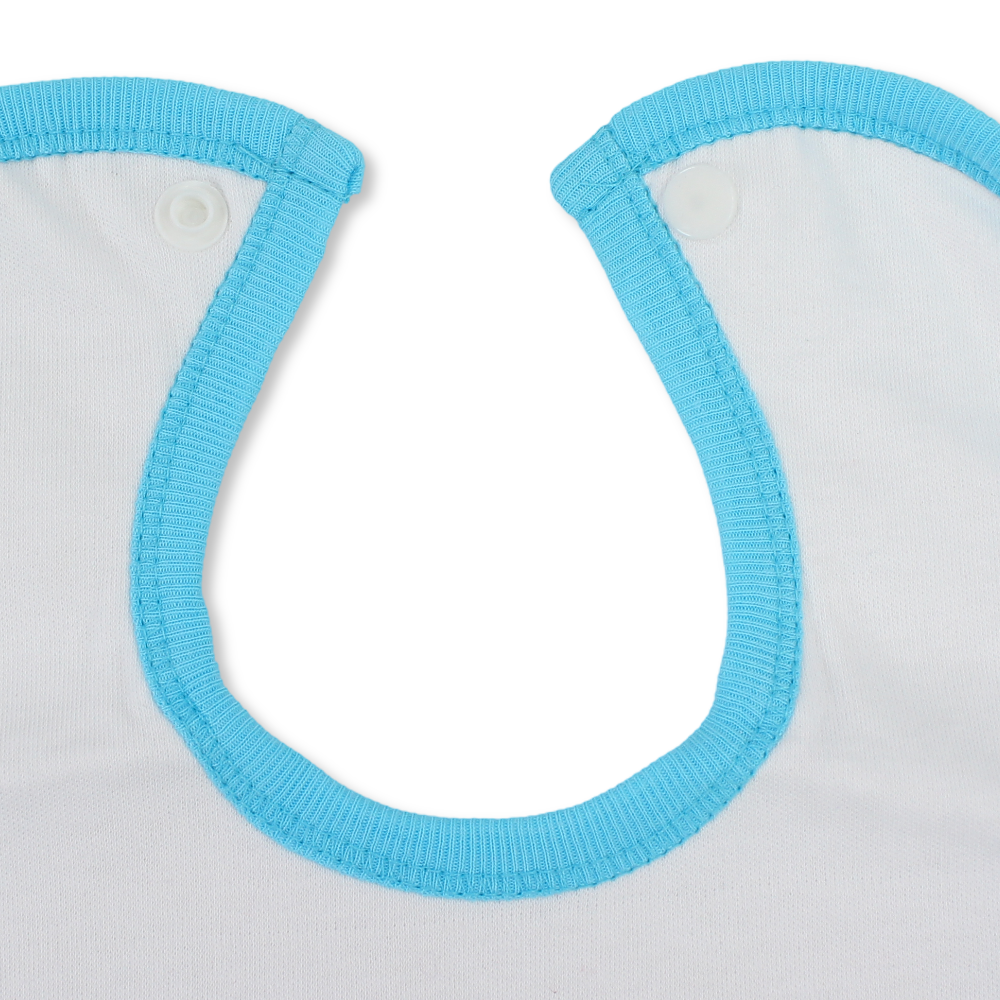 Cotton Baby Bib – Aqua & White with Little Flower Print
