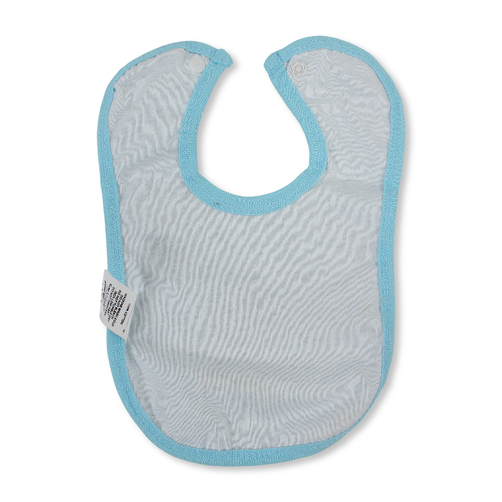 Cotton Baby Bib – Aqua with Good Times Print