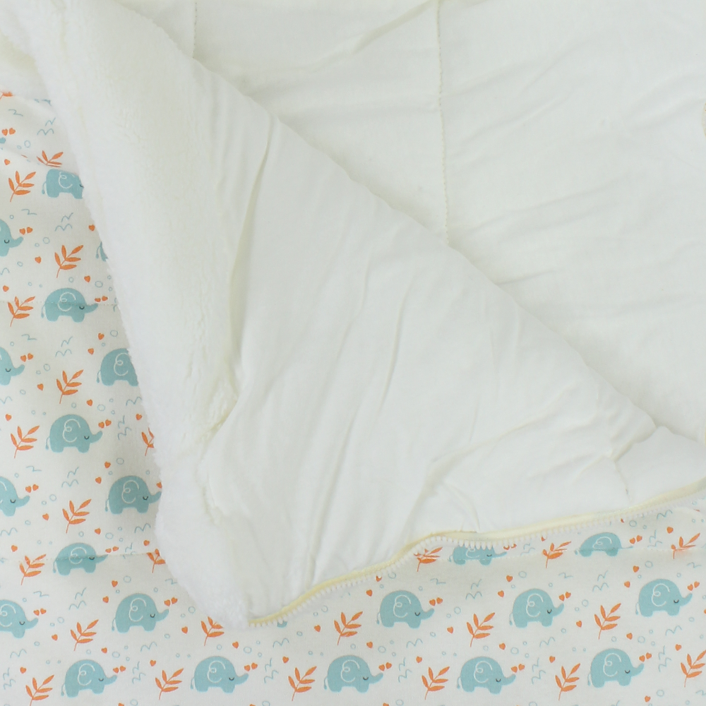 Unisex Baby Cotton Baby Sleeping Bag – Off-White with Elephants Print