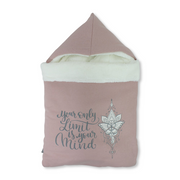 Baby Girls Cotton Baby Sleeping Bag – Dusty Pink with Inspirational Quote Design