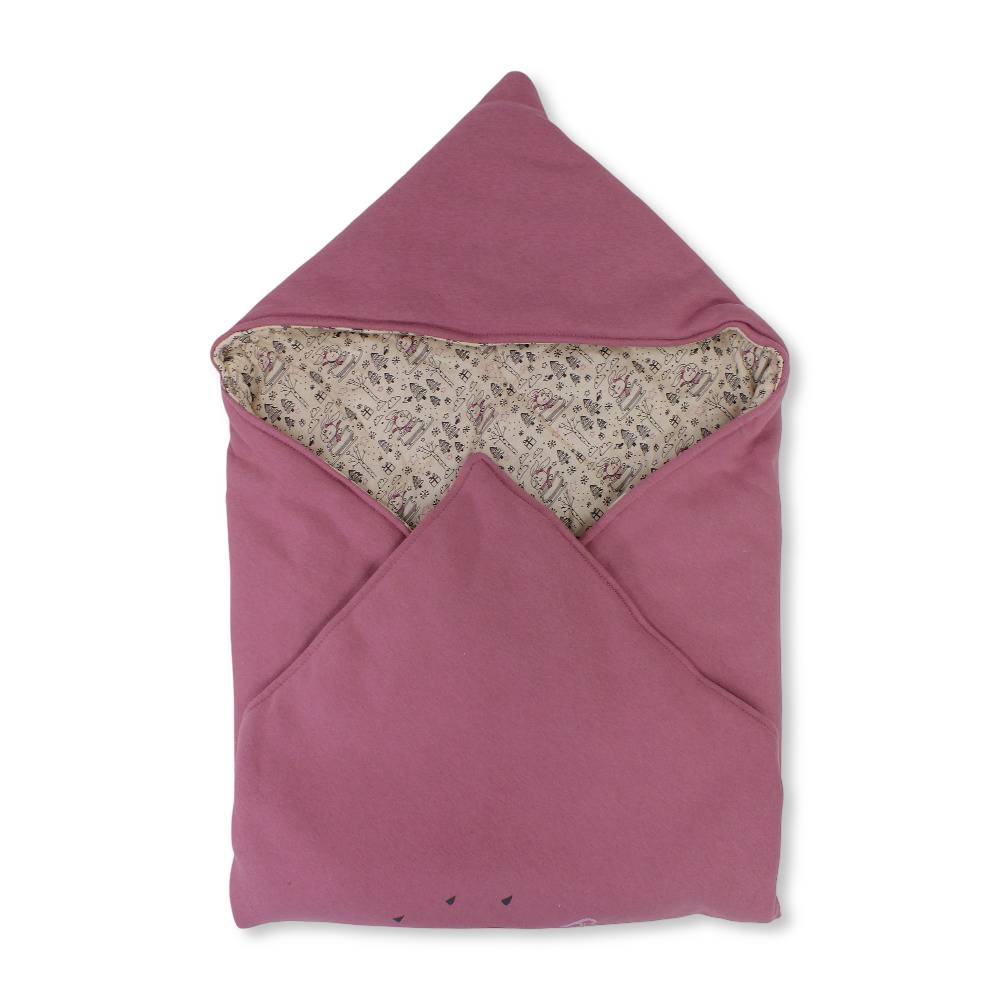 Cotton Baby Blanket – Dusty Pink with Funny Bunny Design