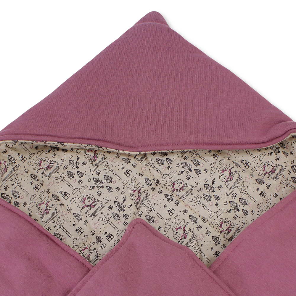 Cotton Baby Blanket – Dusty Pink with Funny Bunny Design