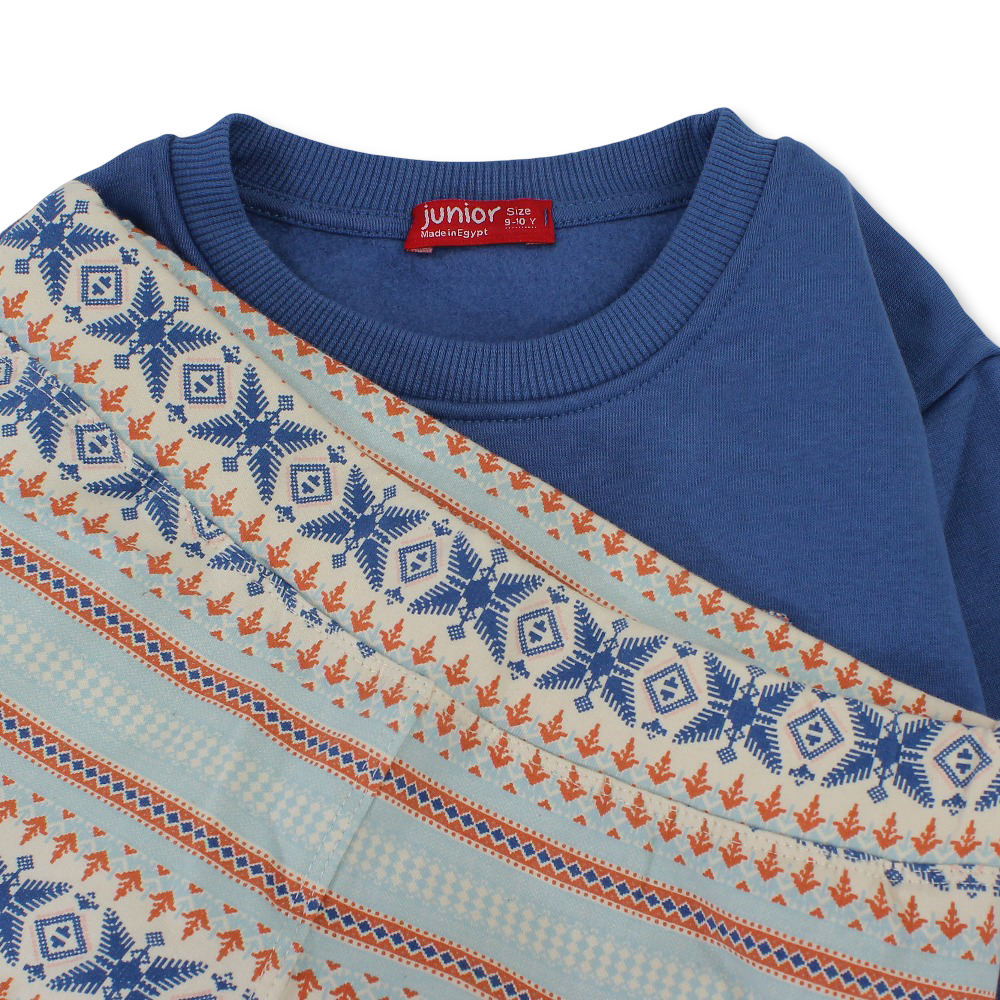 Girls Cotton Pajama Set – Indigo with “Winter Girl” Print