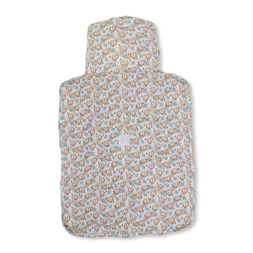 Cotton Baby Changing Mattress – Beige with Lion Face Design