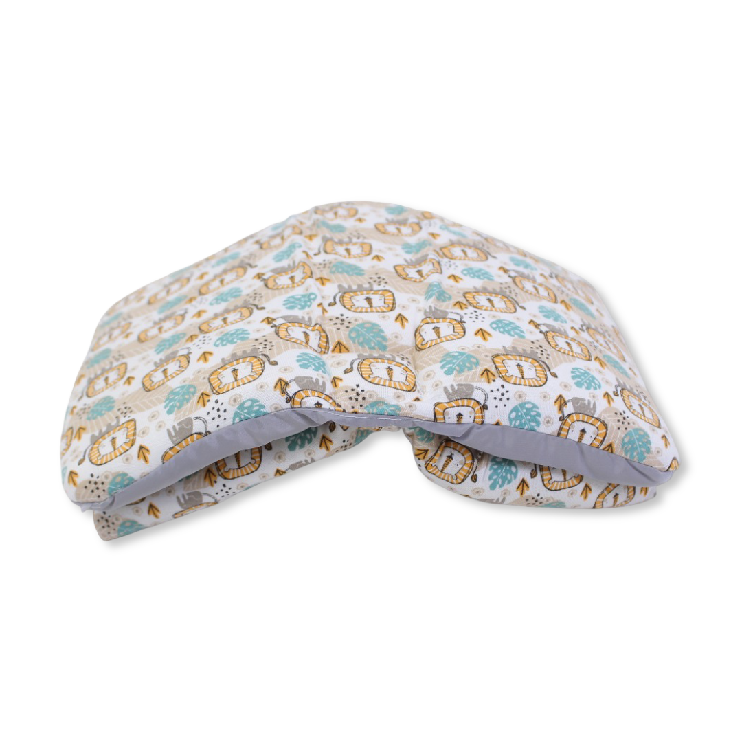 Cotton Baby Changing Mattress – Beige with Lion Face Design