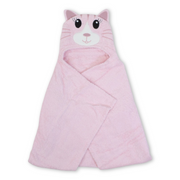 Cotton Baby Hooded Towel – Pink with Cat Design
