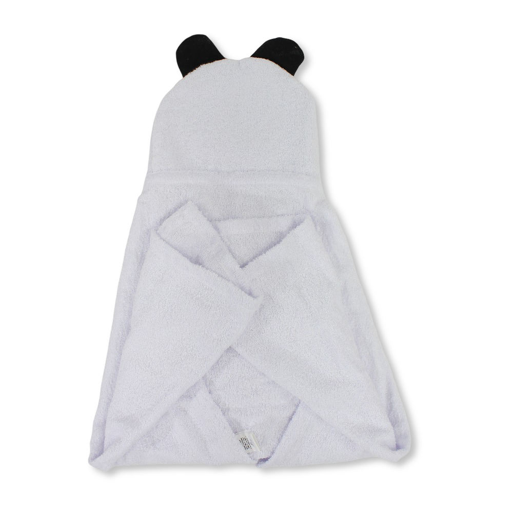 Cotton Baby Hooded Towel – White with Panda Design