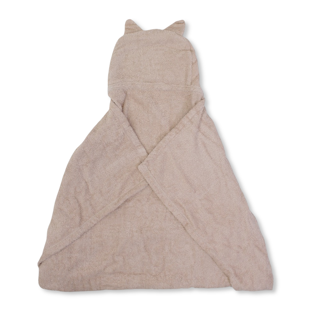 Cotton Baby Hooded Towel – Beige with Fox Design