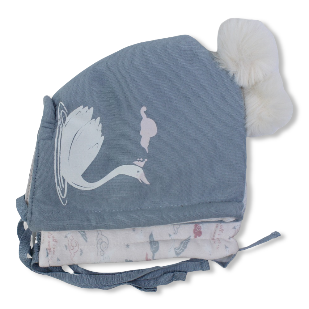 Baby Girls Cotton Beanie –  Cute Flamingo Design (2 Pieces)