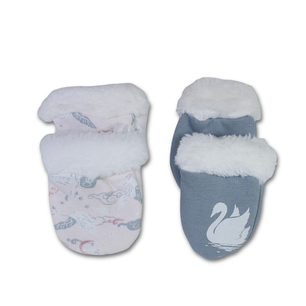 Baby Girls Cotton Hand Mittens –  Cute Flamingo Design (2 Pieces)