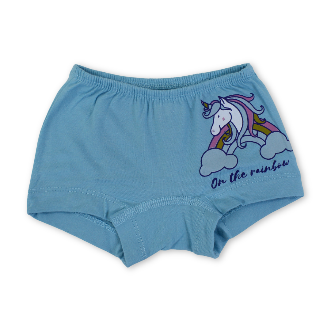 Girls Cotton Pantie – Baby Blue with Unicorn Print