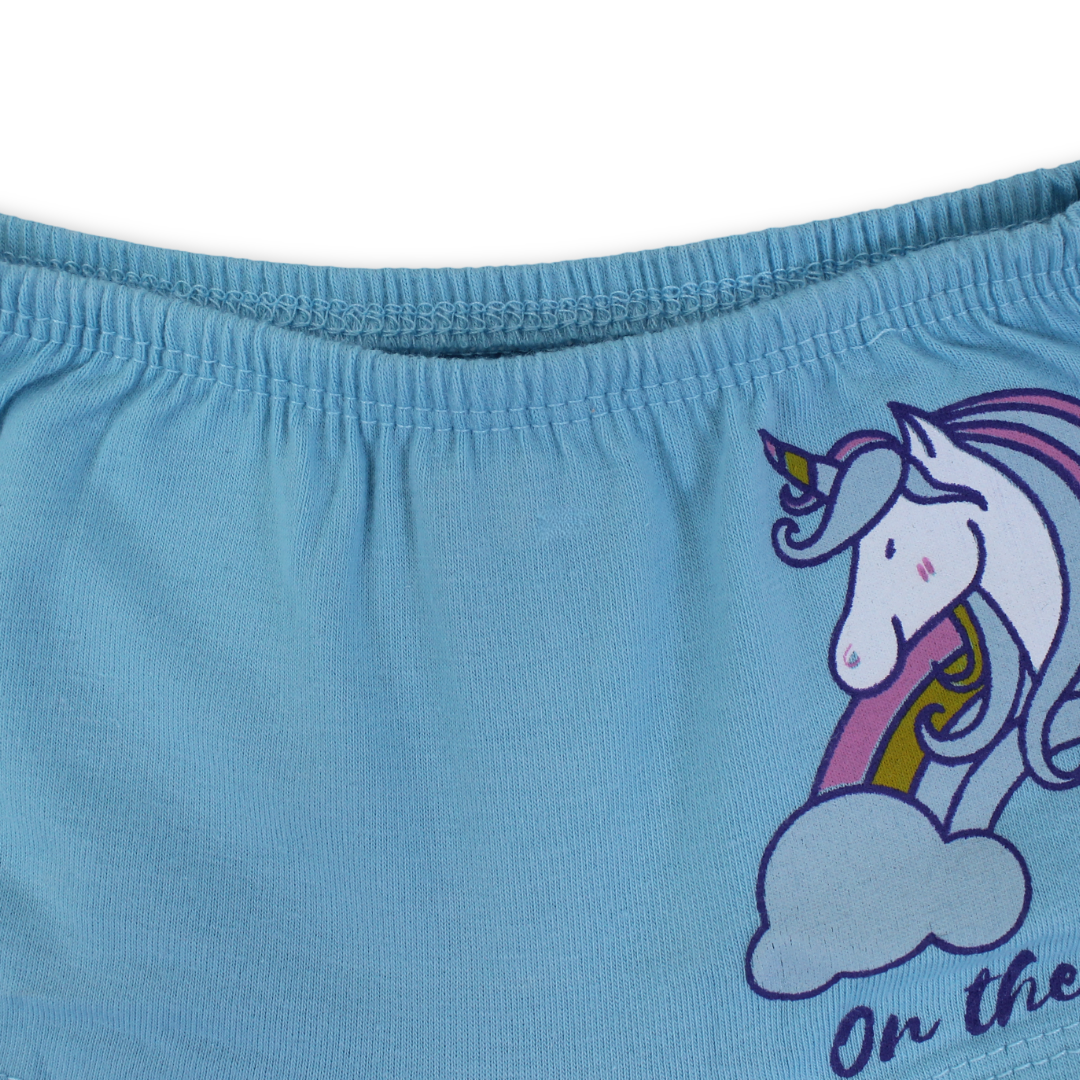 Girls Cotton Pantie – Baby Blue with Unicorn Print