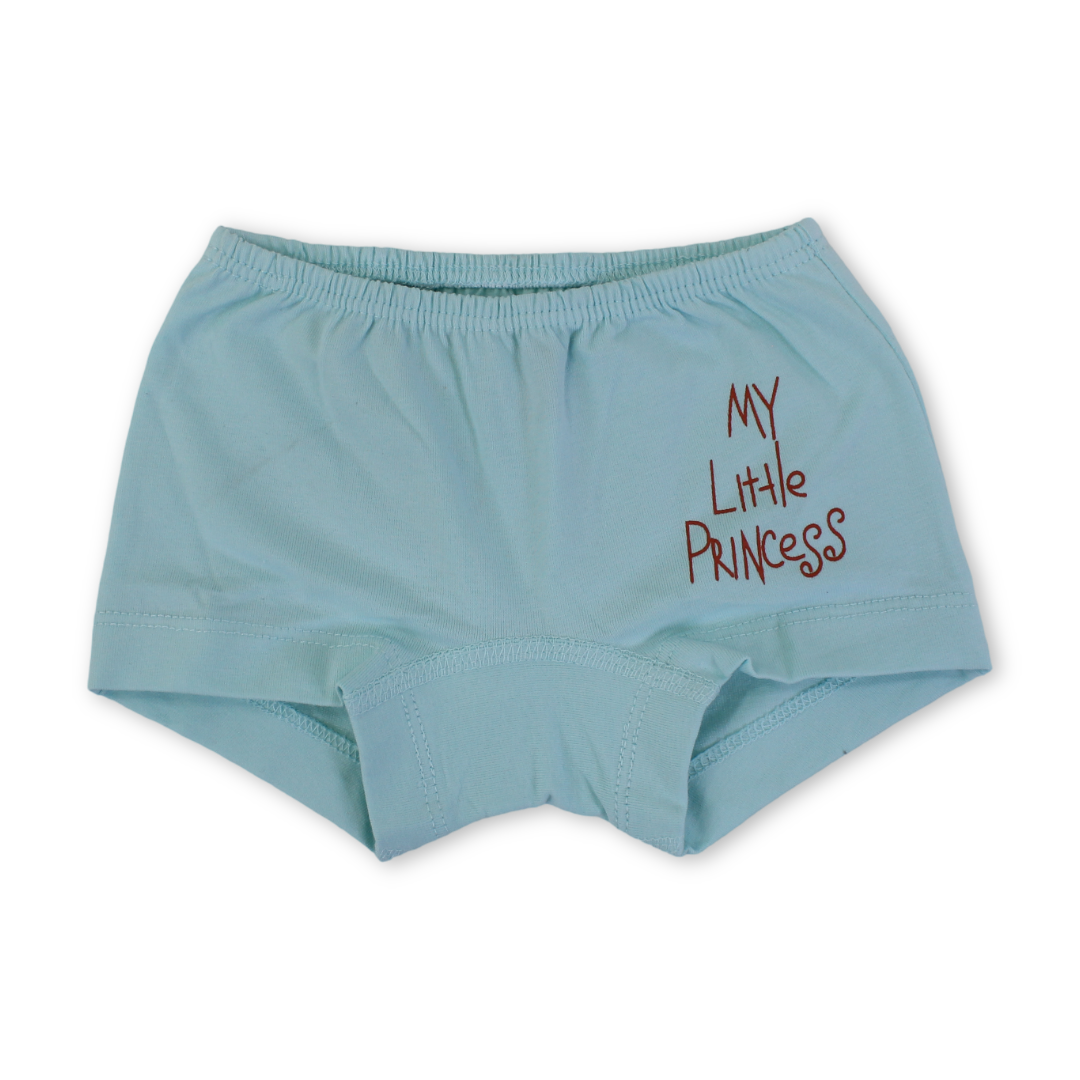 Girls Cotton Pantie – Aqua with "My Little Princess" Print