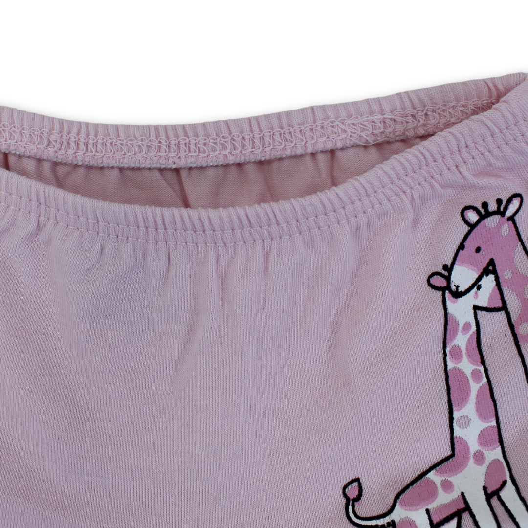 Girls Cotton Pantie – Pink with Giraffes Print