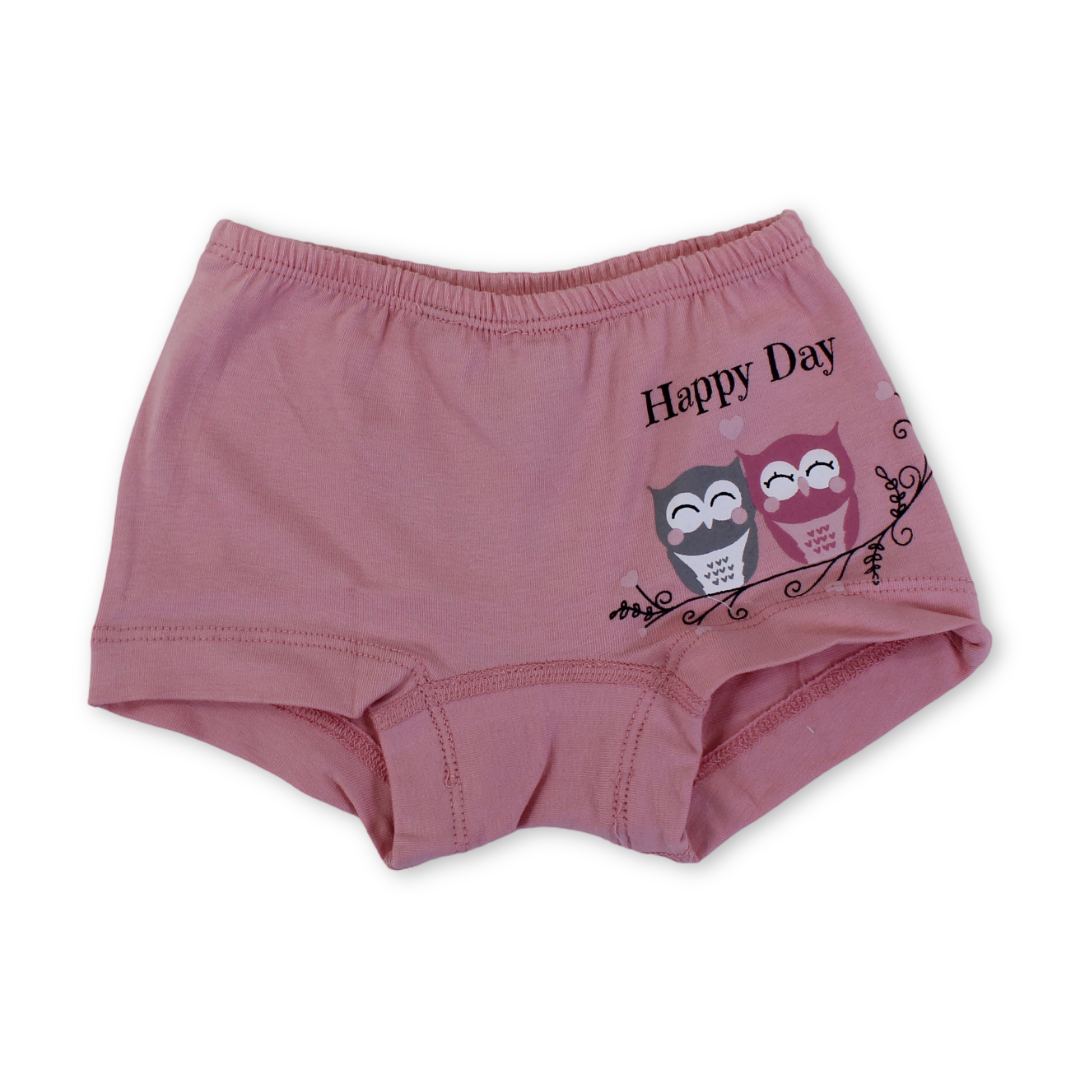 Girls Cotton Pantie – Salmon with Owl Print - Clothing - Junior