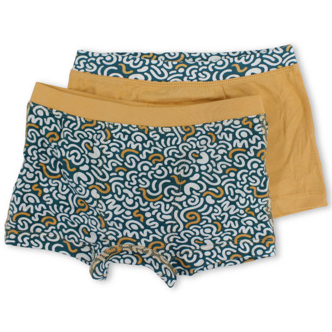 Boys Cotton Boxer Shorts Yellow & Grey – Pack Of 2