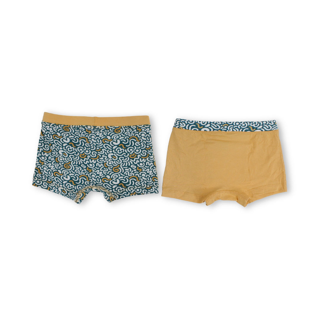 Boys Cotton Boxer Shorts Yellow & Grey – Pack Of 2