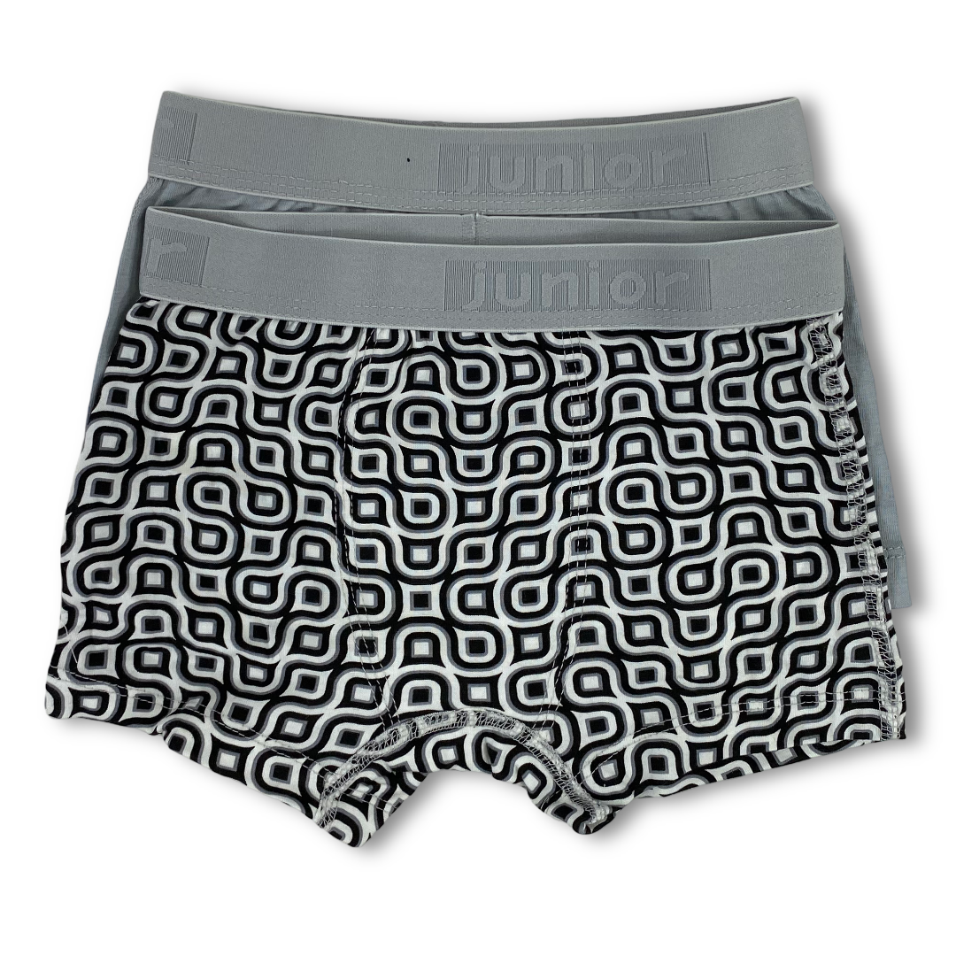 Boys Cotton Boxer Shorts – Grey (Pack Of 2)