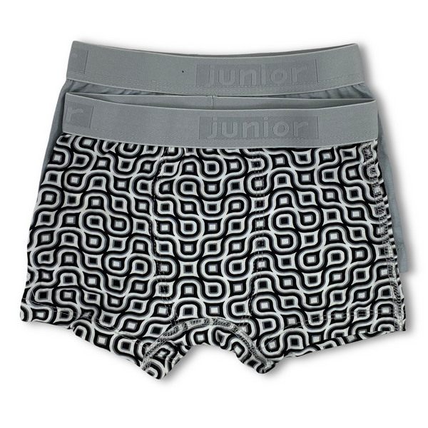 Boys Cotton Boxer Shorts – Grey (Pack Of 2)
