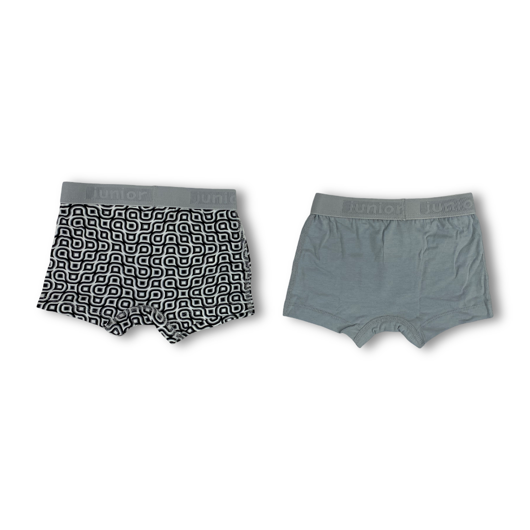 Boys Cotton Boxer Shorts – Grey (Pack Of 2)