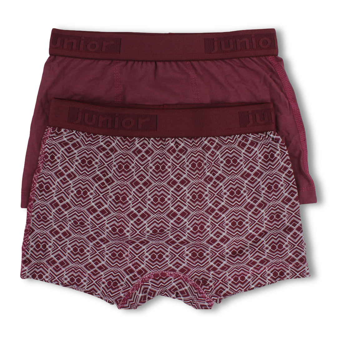 Boys Cotton Boxer Shorts – Maroon (Pack Of 2)