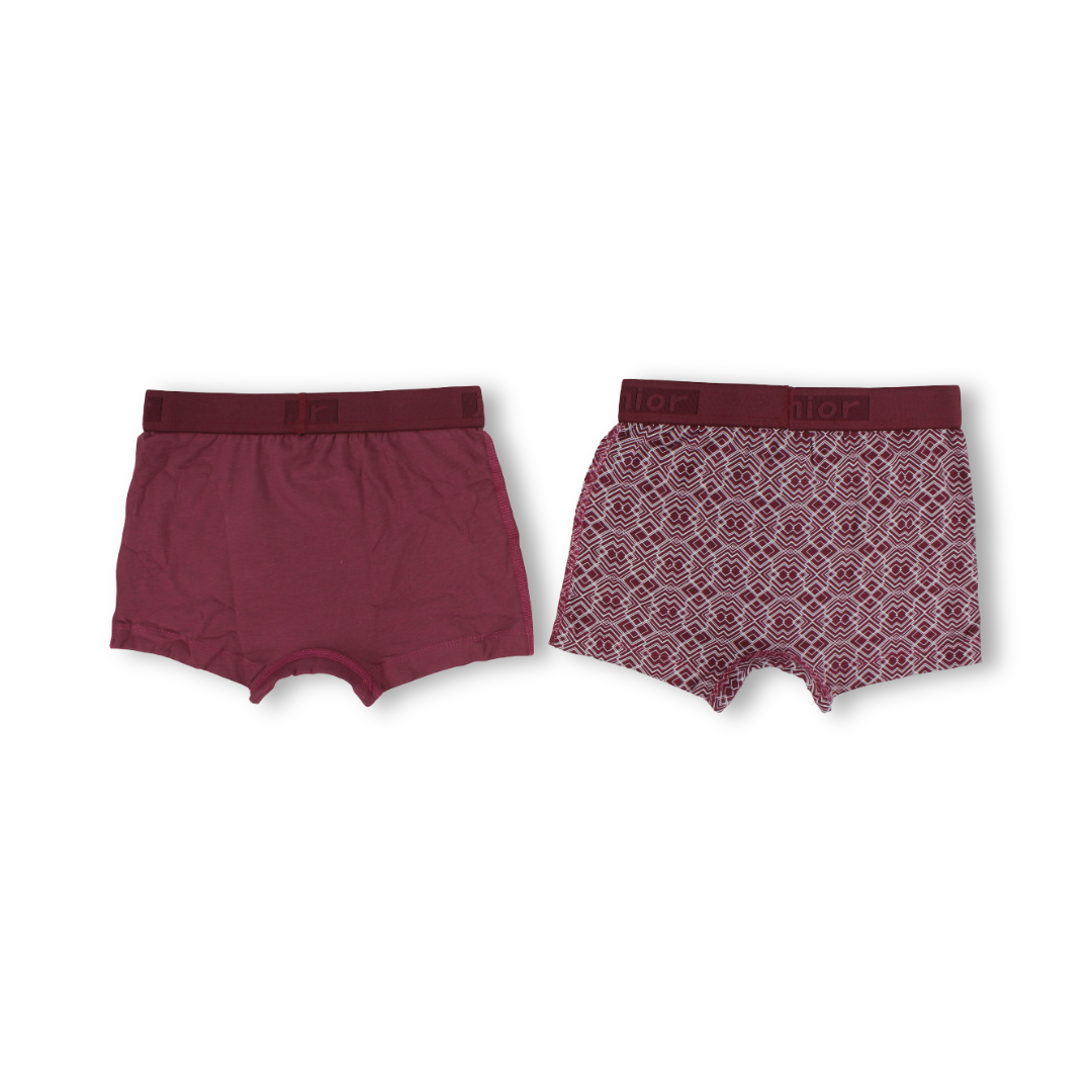 Boys Cotton Boxer Shorts – Maroon (Pack Of 2)