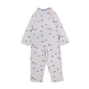 Boys Cotton Pajama – Off-White with Cars Print