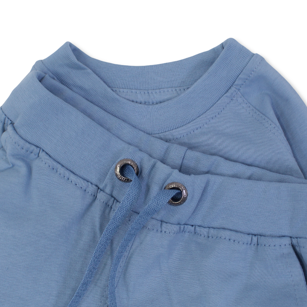 Boys Cotton Pajama – Baby Blue Train Embroidery