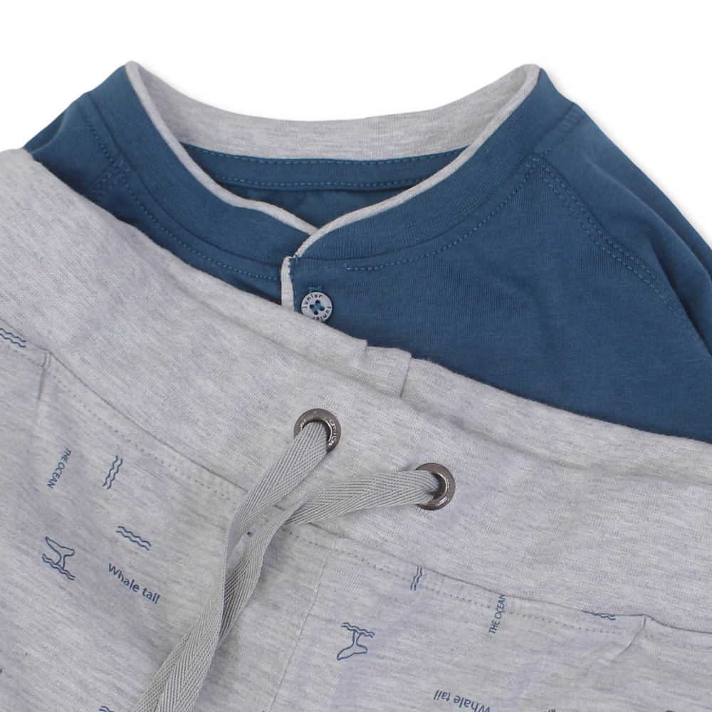 Boys Cotton Pajama – Indigo with "Whale Tail" Design