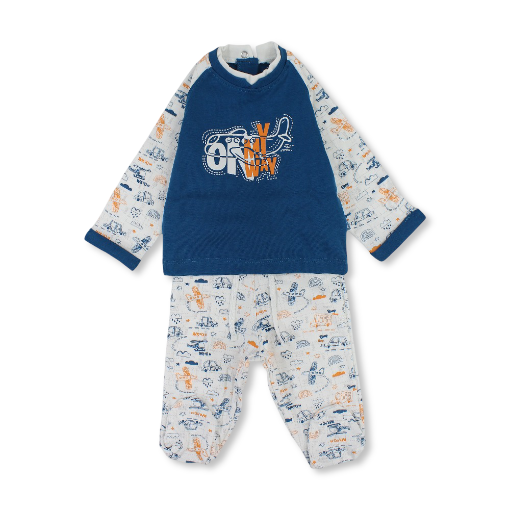 Baby Boys Cotton Pajama – Janzary with "On My Way" Design