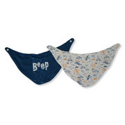 Cotton Bib – Salmon + Off-White with "Beep" Print