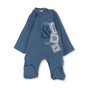 Baby Boys Cotton Baby Footie – Baby Blue with "Sail & Sea" Design
