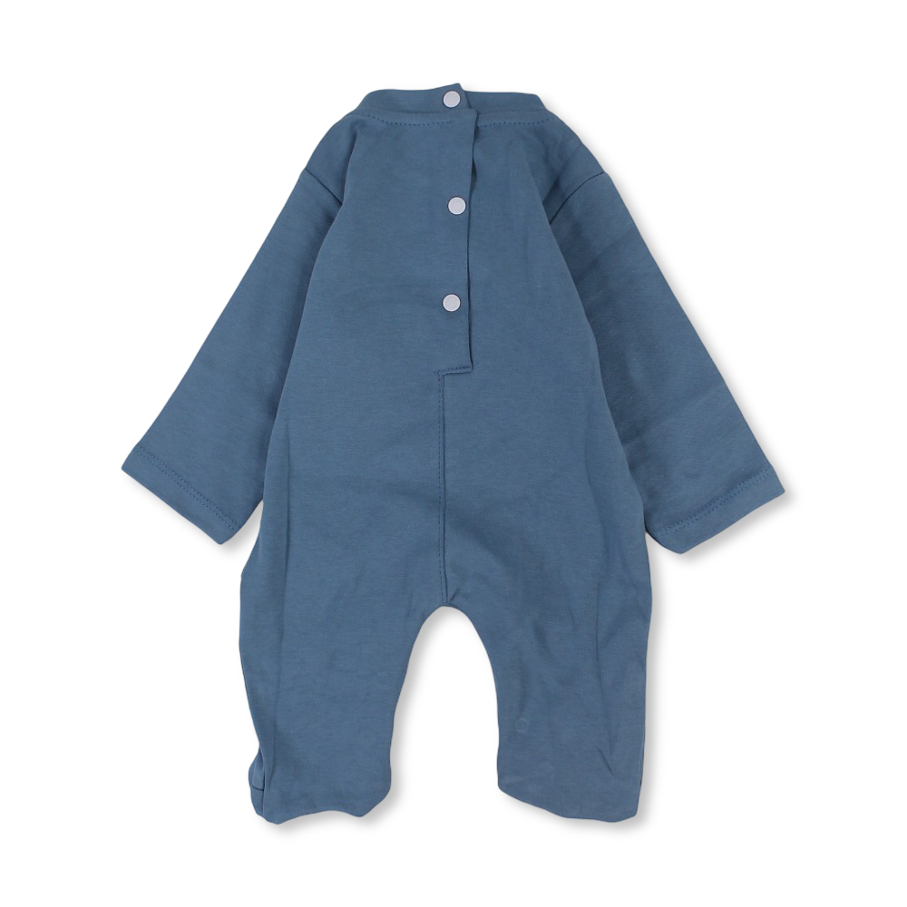 Baby Boys Cotton Baby Footie – Baby Blue with "Sail & Sea" Design