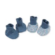 Baby Boys Cotton Footies – Aqua & Baby Blue with Crab Print