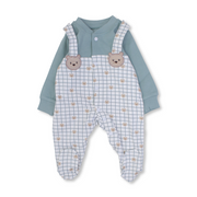 Baby Boys Cotton Baby Footie – Mint*Off-White with Bears Design