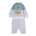 Baby Boys Cotton Pajama – Mint*Off-White with Hello Bear Design